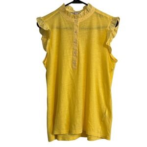 Tommy Hilfiger Women's Yellow Ruffle Sleeveless Top Blouse‎ Size S